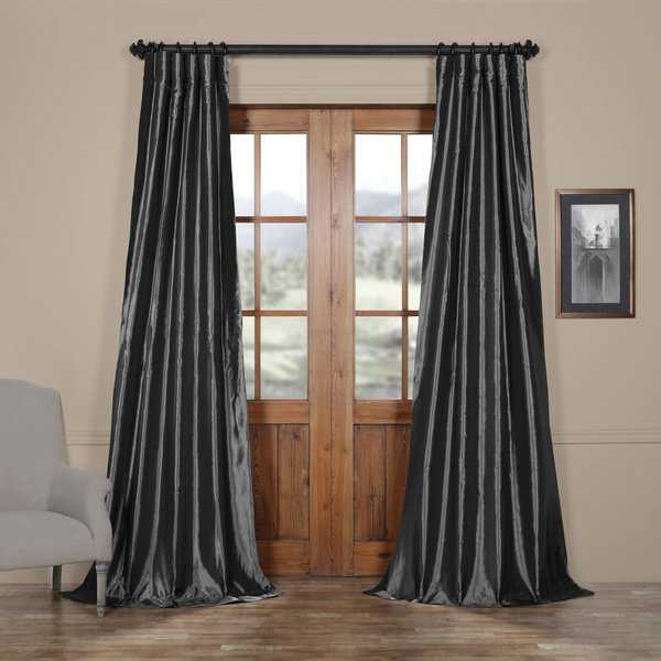 Exclusive Fabrics Solid Faux Silk Taffeta Graphite Single Curtain Panel