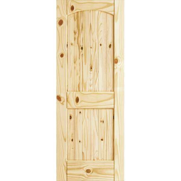 Frameport CKP-PD-RATVU-6-2/3X2-2/3 Colonial Knotty Pine 32' by 80' Rebated Arch Top 2 Panel Interior Passage Door